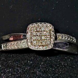 Sterling Silver & Genuine Diamond Ring, Size 10.5